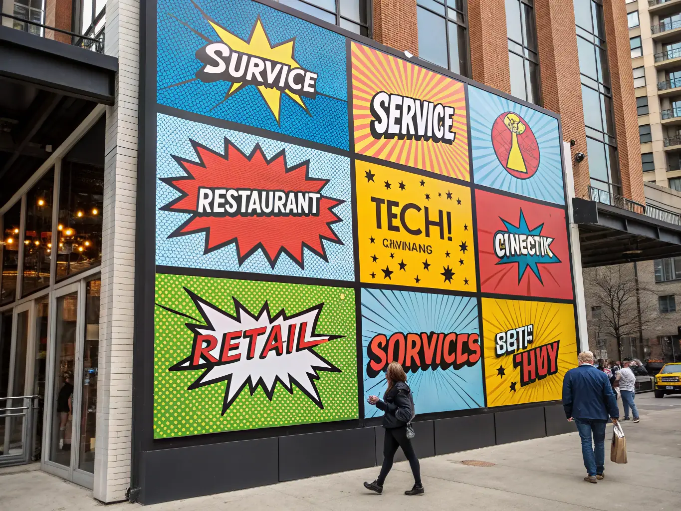 A graphic illustrating different business categories, with only one business highlighted in each category, symbolizing industry exclusivity. The design is clean and professional, emphasizing the concept of being the sole representative.